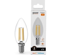 Лампа Gauss Filament Elementary Свеча 12W 730lm 2700К Е14 LED 1/10/100 32112