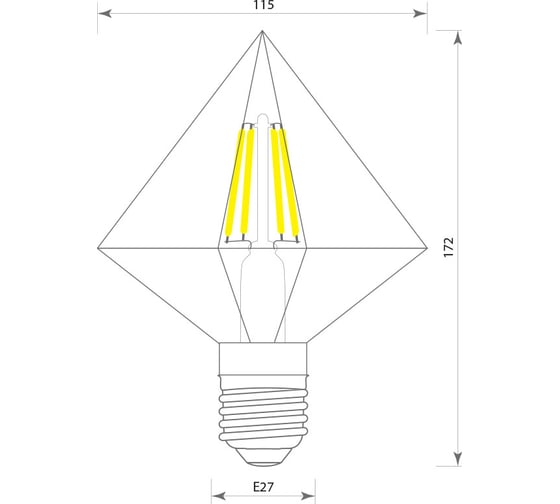 Светодиодная филаментная лампа GIS-SOLAR ретро G125-E27-4Вт.-GOLD-РОМБ F00056