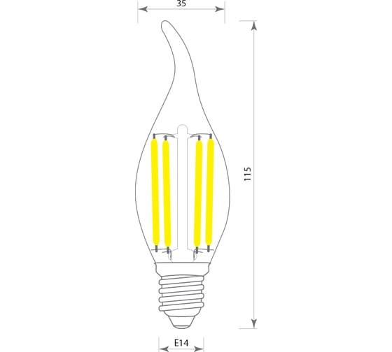 Светодиодная филаментная лампа GIS-SOLAR С35W-E14-6Вт-6000K-220В F00476
