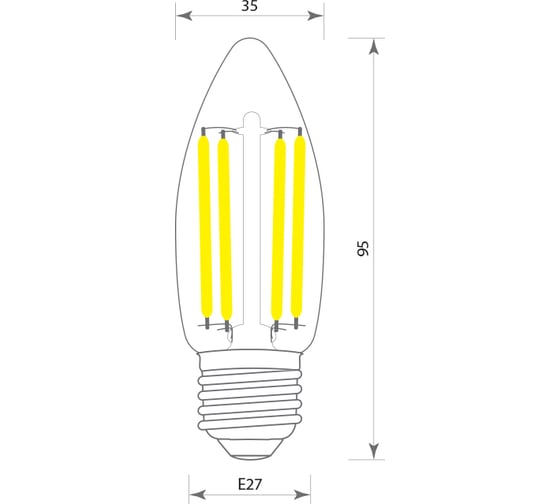 Светодиодная филаментная лампа GIS-SOLAR С35-E27-6Вт-6000K-220В F00001