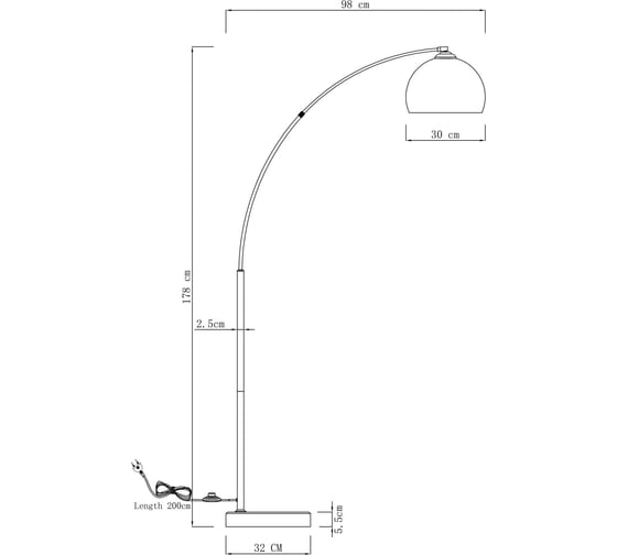 Торшер Moderli Arco черный V10992-F