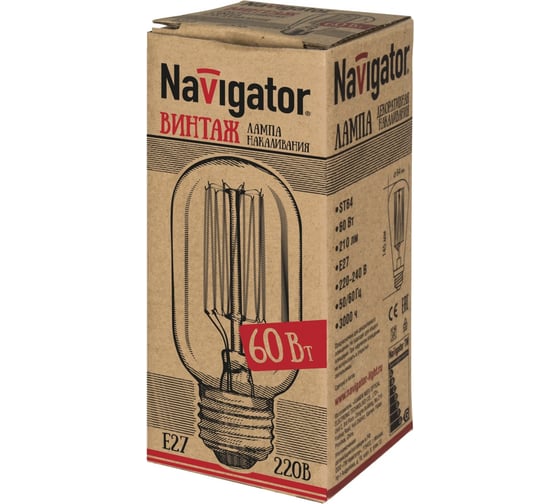 Лампа Navigator NI-V-T45-SC15-60-230-E27-CLG 71958