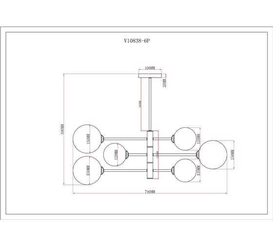 Светильник подвесной Moderli Molecule золотой V10838-6P