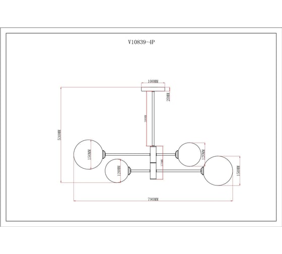 Светильник подвесной Moderli Molecule матовый хром V10839-4P