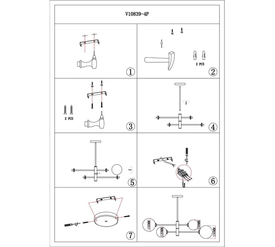 Светильник подвесной Moderli Molecule матовый хром V10839-4P