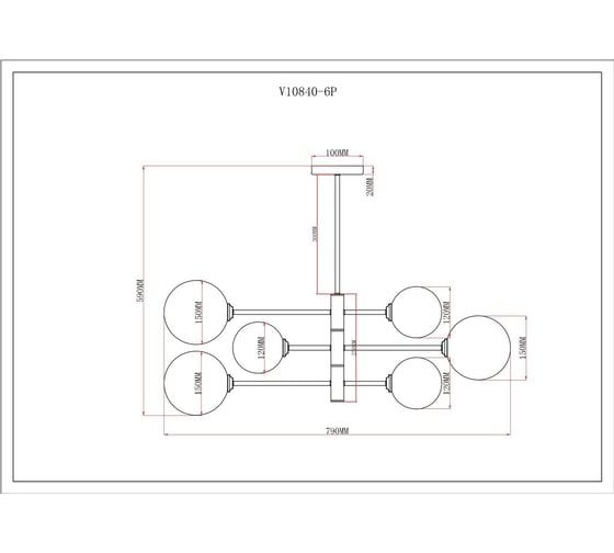 Светильник подвесной Moderli Molecule матовый хром V10840-6P