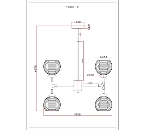 Светильник подвесной Moderli Arty черный, золотой V10805-8P