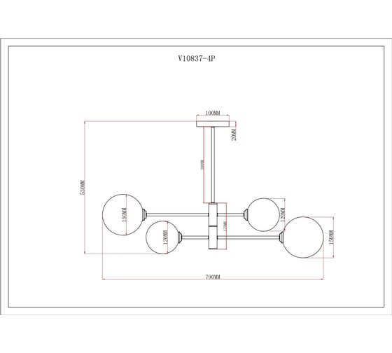 Светильник подвесной Moderli Molecule золотой V10837-4P