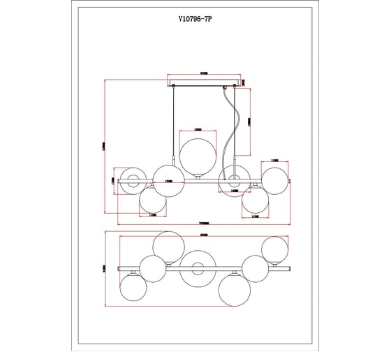 Светильник подвесной Moderli Molly темный хром V10796-7P