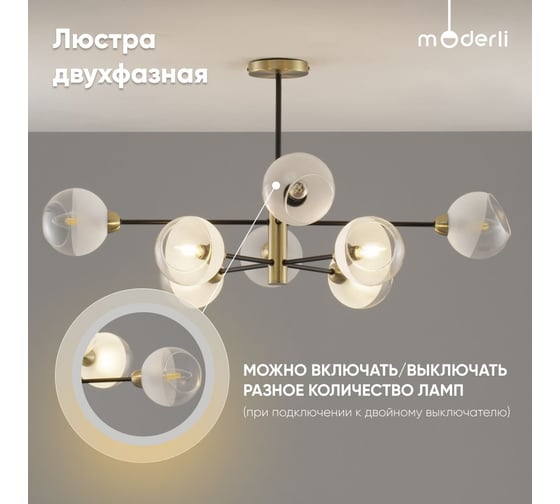 Люстра подвесная Moderli Mist черный, золотой V10813-8P