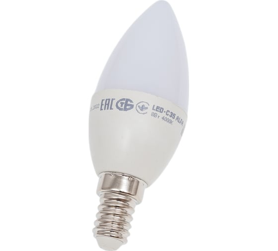 Лампа IEK LED ALFA C35 свеча 8Вт 230В 4000К E14 LLA-C35-8-230-40-E14