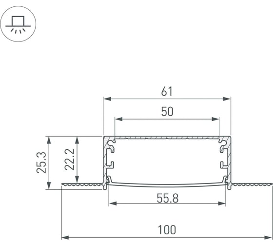 Профиль Arlight LINIA60-FANTOM-3000 ANOD 3м 046410