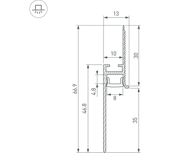 Профиль Arlight PLINTUS-FANTOM-H35-2000 ANOD 2м 048687