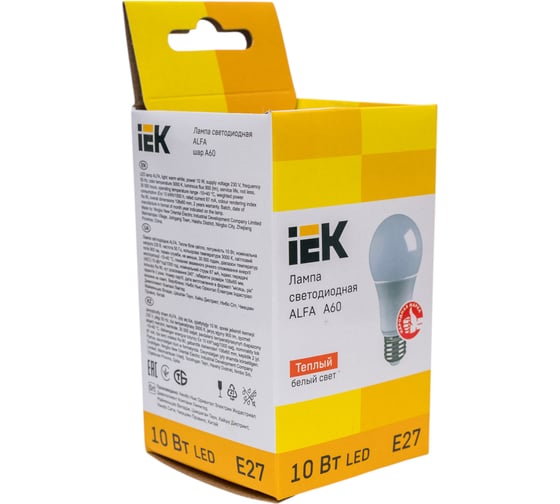 Лампа IEK LED ALFA A60 груша 10Вт 230В 3000К E27 LLA-A60-10-230-30-E27