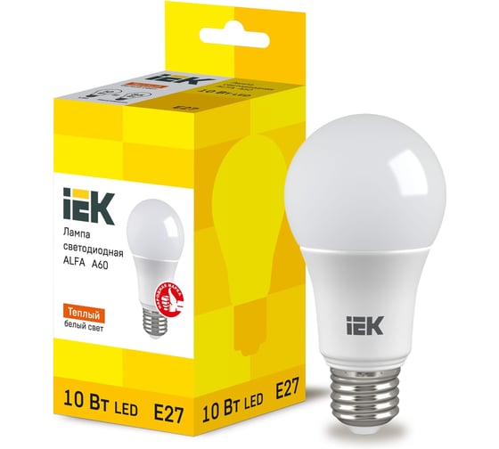 Лампа IEK LED ALFA A60 груша 10Вт 230В 3000К E27 LLA-A60-10-230-30-E27 1