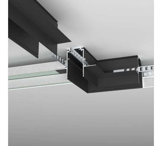 Коннектор угловой Elektrostandard Slim Magnetic для встраиваемого шинопровода под ГКЛ 12,5мм (черный) a067500