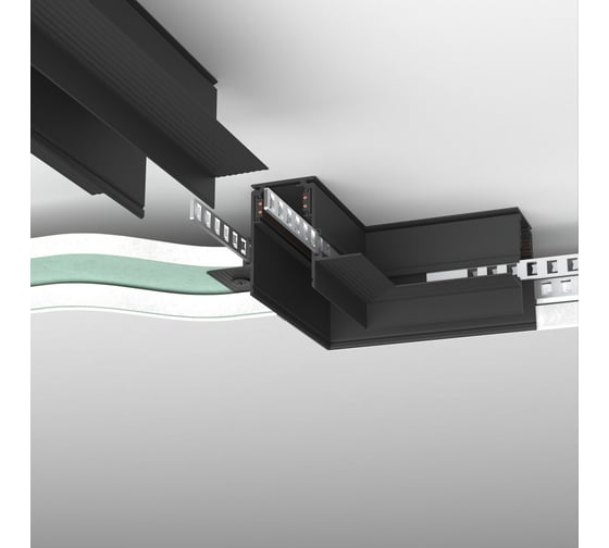 Коннектор угловой Elektrostandard Slim Magnetic для встраиваемого шинопровода под ГКЛ 9,5мм (черный) a067508