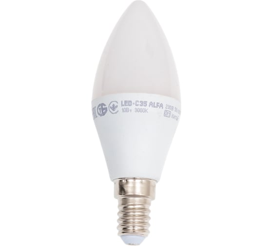 Лампа IEK LED ALFA C35 свеча 10Вт 230В 3000К E14 LLA-C35-10-230-30-E14