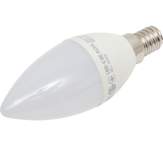 Лампа IEK LED ALFA C35 свеча 6Вт 230В 4000К E14 LLA-C35-6-230-40-E14