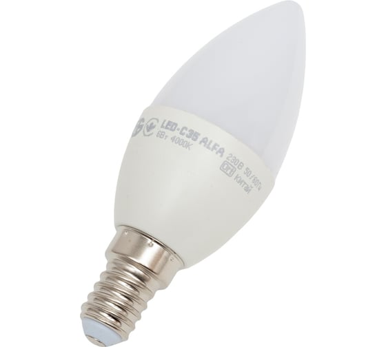Лампа IEK LED ALFA C35 свеча 6Вт 230В 4000К E14 LLA-C35-6-230-40-E14