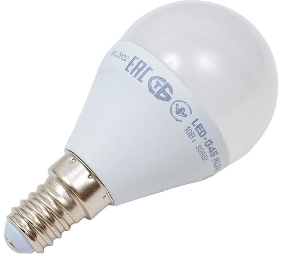 Лампа IEK LED ALFA G45 шар 10Вт 230В 3000К E14 LLA-G45-10-230-30-E14