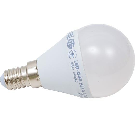 Лампа IEK LED ALFA G45 шар 10Вт 230В 3000К E14 LLA-G45-10-230-30-E14