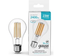 Лампа GAUSS Basic Filament А70 23W 2400lm 4100К Е27 LED 1/10/40 40712232