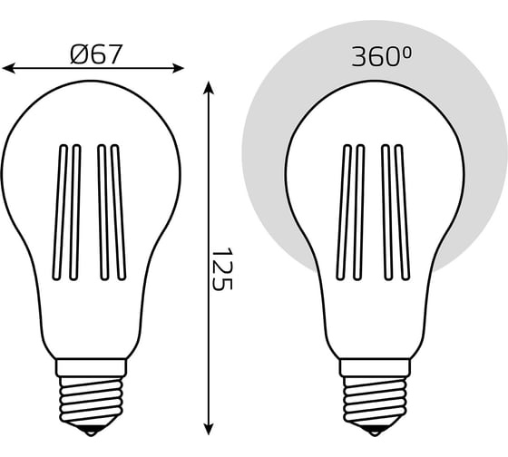 Лампа GAUSS Basic Filament А70 23W 2300lm 2700К Е27 LED 1/10/40 40712132