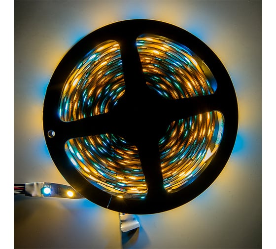 Лента светодиодная General Lighting Systems GLS-5050-60-14.4-12-IP20-RGB+3, 5 метров, 14,4Вт/м, 12В, SMD5050, 10мм, 60 диодов/м, 12 Лм/чип, IP20, красный/зеленый/синий + теплый белый 503801
