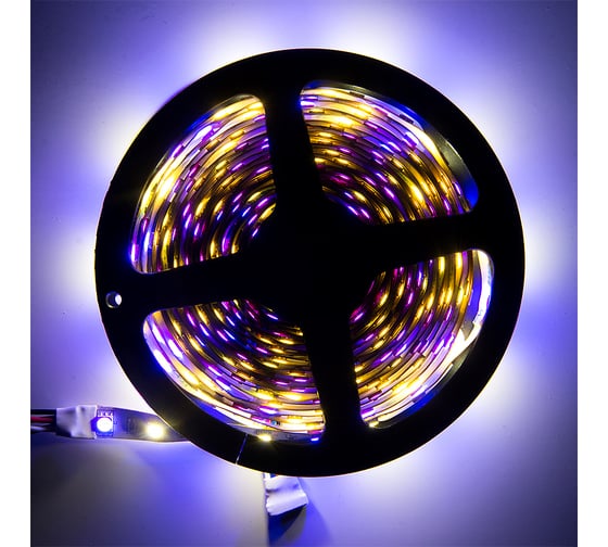 Лента светодиодная General Lighting Systems GLS-5050-60-14.4-12-IP20-RGB+6, 5 метров, 14,4Вт/м, 12В, SMD5050, 10мм, 60 диодов/м, 12 Лм/м + 360 Лм/м, IP20, красный/зеленый/синий+6500К - холодный белый 503802
