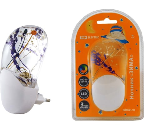 Ночник Зима TDM ELECTRIC с датчиком света, светодиодный, 1Вт, 220 ВSQ0357-0004