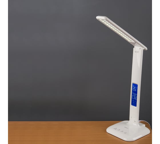 Светодиодный настольный светильник General Lighting Systems 8Вт, 610лм, 3000-6000К, белый свет, сенсорный, дисплей с часами, белый GLTL-034 800034