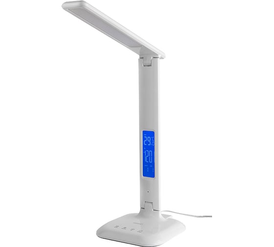 Светодиодный настольный светильник General Lighting Systems 8Вт, 610лм, 3000-6000К, белый свет, сенсорный, дисплей с часами, белый GLTL-034 800034