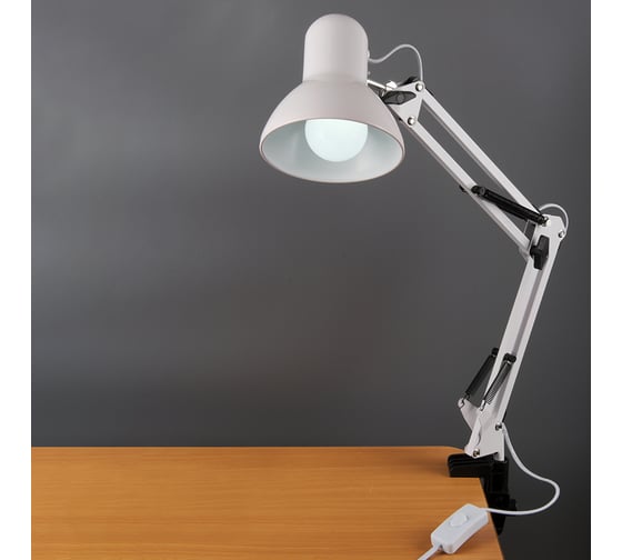 Настольный светильник General Lighting Systems Е27, основание + струбцина, 600х148мм, белый GTL-035 800135