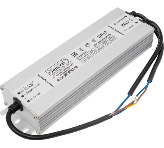 Драйвер для светодиодной ленты General Lighting Systems 200Вт 12В IP67 GDLI-200-IP67-12 513600