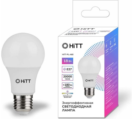 Светодиодная лампа HITT PL-A60-18-230-E27-4000 1010008