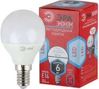 Лампочка светодиодная ЭРА RED LINE ECO LED P456W840E14 Е14 / E14 6Вт шар нейтральный белый свет Б0020628