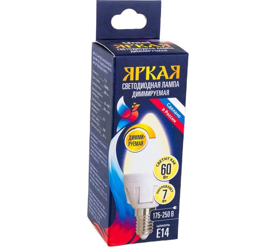 Лампа Uniel LED-C37, 7W/3000K/E14/FR/DIM, PLP01WH, светодиодная, диммируемая UL-00004296