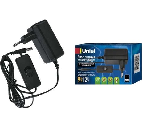 Блок питания для светодиодов с вилкой Uniel UET-VPA-009A20 9 Вт, 12В, IP20 8533