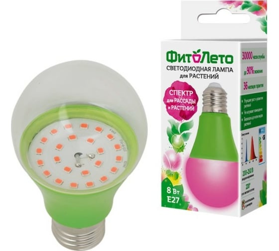 Светодиодная лампа для растений Uniel LED-A60-8W/SPSB/E27/CL, PLP30GR UL-00004581 1