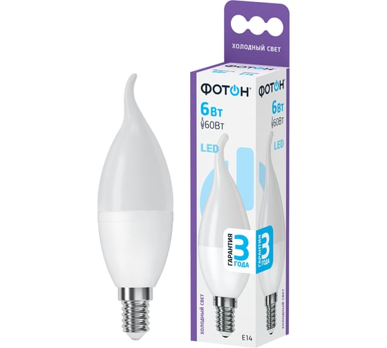 Светодиодная лампа ФОТОН LED BXS35 6W E14 6500K, 10 шт, 23400