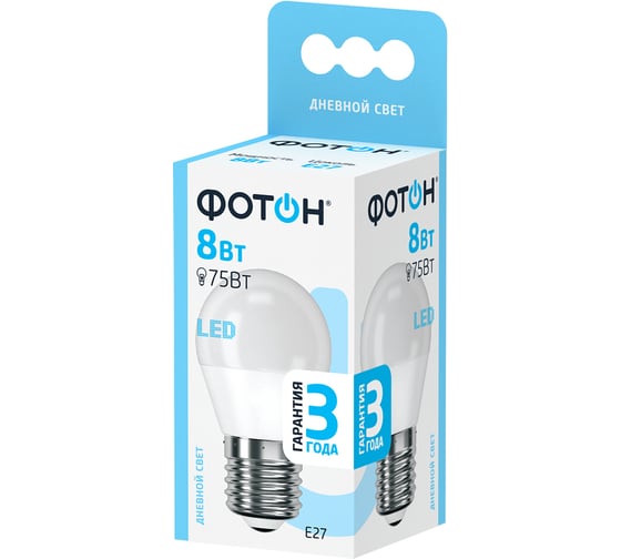 Светодиодная лампа ФОТОН LED P45 8W E27 4000K 23760