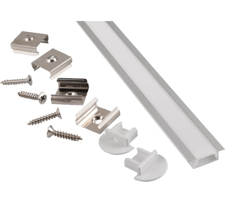 Алюминиевый врезной профиль для светодиодной ленты General Lighting Systems 2 метра, 7х22мм, серебряный GAL-GLS-2000-7-22 523110