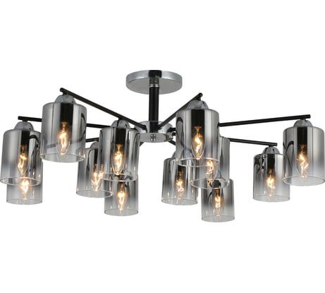 Люстра потолочная Schaffner Risorse 3520-12, цвет хром/черный. Освещение до 35 кв.м, мощность 480 Вт Risorse 3520-12 CR+BK