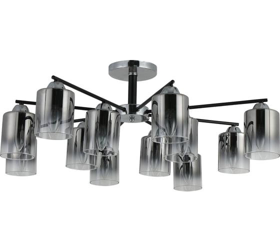 Люстра потолочная Schaffner Risorse 3520-12, цвет хром/черный. Освещение до 35 кв.м, мощность 480 Вт Risorse 3520-12 CR+BK