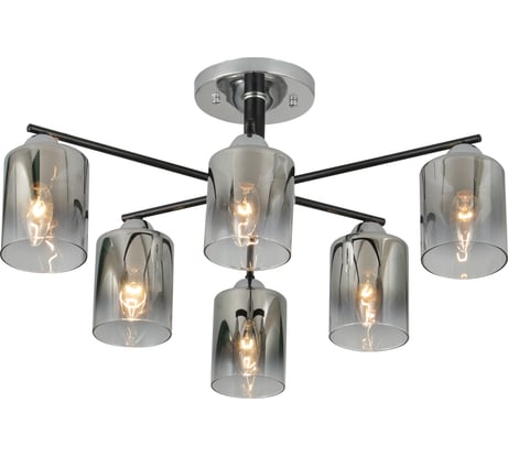 Люстра потолочная Schaffner Risorse 3520-6, цвет хром/черный. Освещение до 25 кв.м, мощность 240 Вт Risorse 3520-6 CR+BK