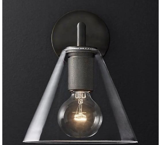 Бра IMPERIUMLOFT RH Utilitaire Funnel Shade Single Sconce Black 123269-22 1
