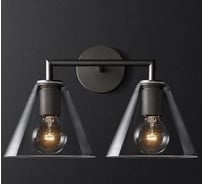 Бра IMPERIUMLOFT RH Utilitaire Funnel Shade Double Sconce Black 123266-22