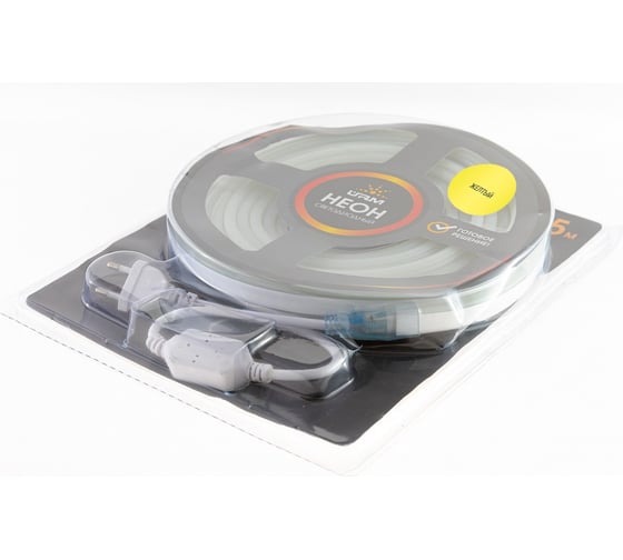 Гибкий неон URM 2835-120led, IP65, yellow, 220V, 10W, 425LM, 5м С26029