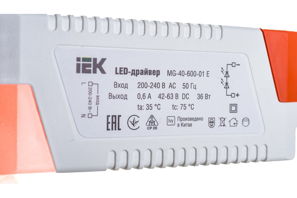 LED-драйвер IEK MG-40-600-01 E для LED светильников 36Вт LDVO0-36-0-E ...